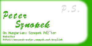 peter sznopek business card